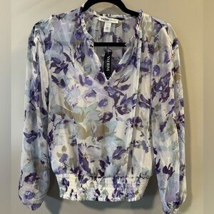 WHBM Floral Blouse - Purple and Blue